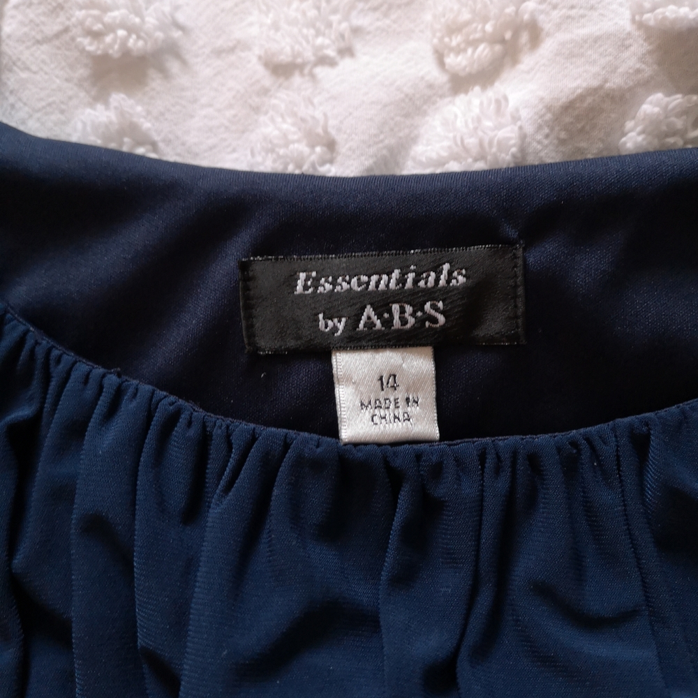Essentials By ABS Romantic Cottage Core Navy Blue Sleeveless Dress Size 14 - Picture 4 of 10